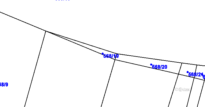 Parcela st. 568/19 v KÚ Pozděchov, Katastrální mapa