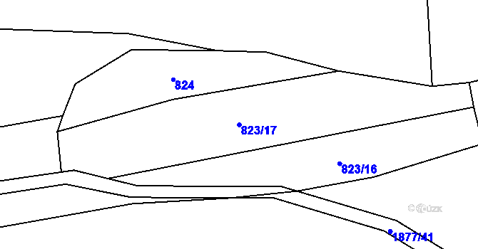 Parcela st. 823/17 v KÚ Pozděchov, Katastrální mapa
