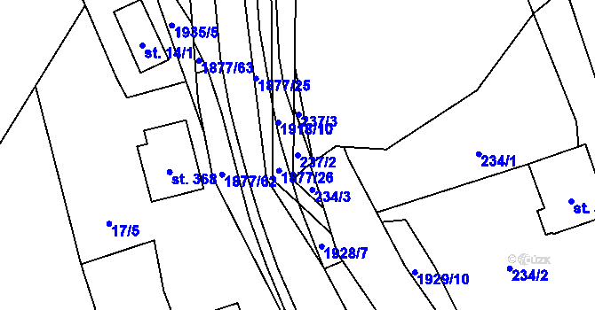 Parcela st. 237/2 v KÚ Pozděchov, Katastrální mapa