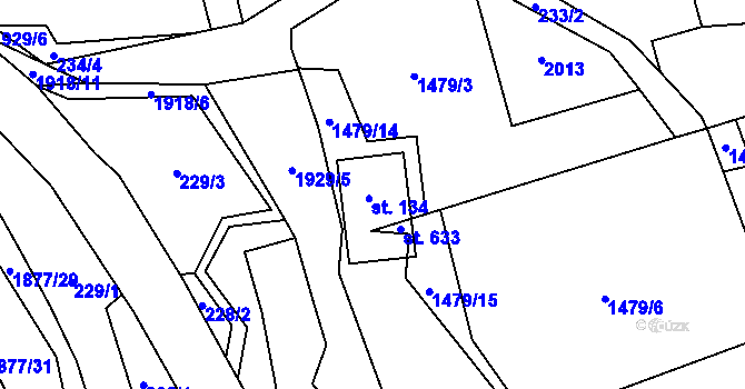 Parcela st. 632 v KÚ Pozděchov, Katastrální mapa