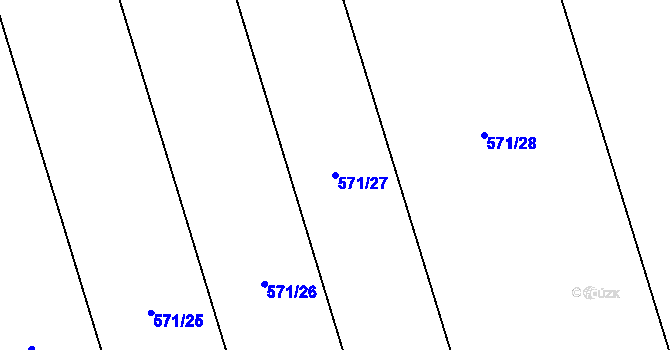 Parcela st. 571/27 v KÚ Pozdeň, Katastrální mapa