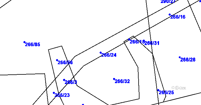 Parcela st. 266/24 v KÚ Pozdeň, Katastrální mapa