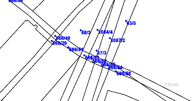 Parcela st. 57/3 v KÚ Pozdeň, Katastrální mapa