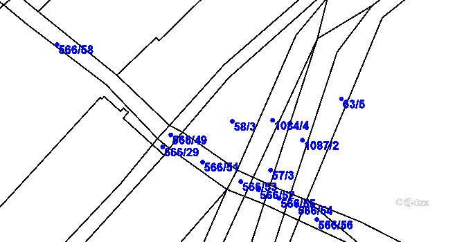 Parcela st. 58/3 v KÚ Pozdeň, Katastrální mapa