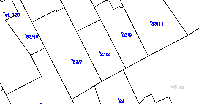 Parcela st. 83/8 v KÚ Pozdeň, Katastrální mapa