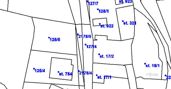 Parcela st. 127/4 v KÚ Pozlovice, Katastrální mapa