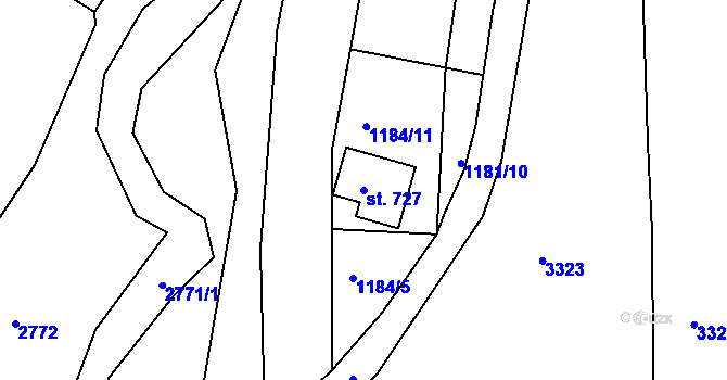 Parcela st. 727 v KÚ Pozlovice, Katastrální mapa