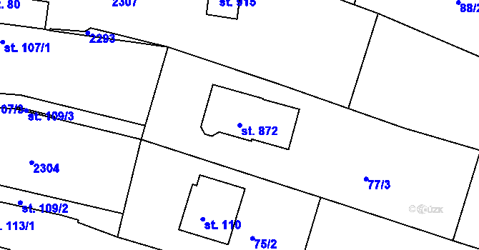 Parcela st. 872 v KÚ Pozlovice, Katastrální mapa