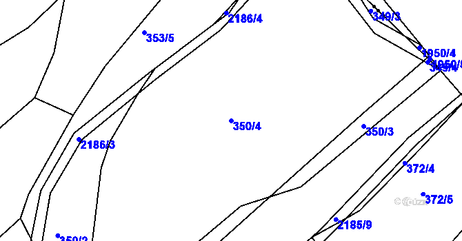 Parcela st. 350/4 v KÚ Pozlovice, Katastrální mapa