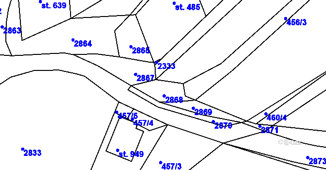 Parcela st. 2189/52 v KÚ Pozlovice, Katastrální mapa