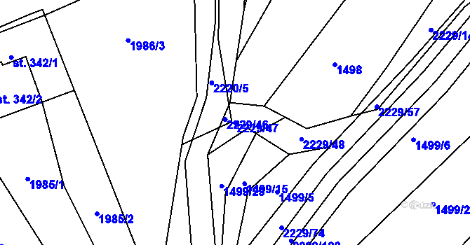 Parcela st. 2229/47 v KÚ Pozlovice, Katastrální mapa