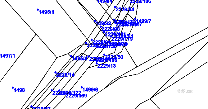 Parcela st. 2229/50 v KÚ Pozlovice, Katastrální mapa