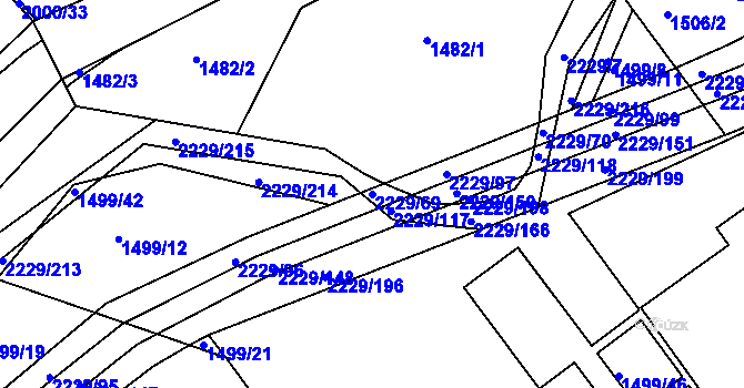 Parcela st. 2229/69 v KÚ Pozlovice, Katastrální mapa