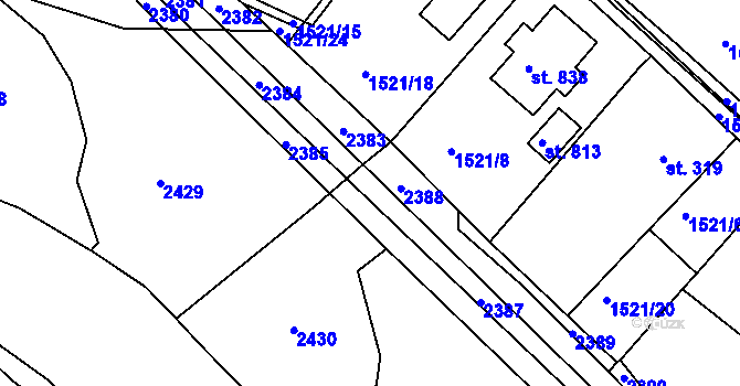 Parcela st. 2229/127 v KÚ Pozlovice, Katastrální mapa