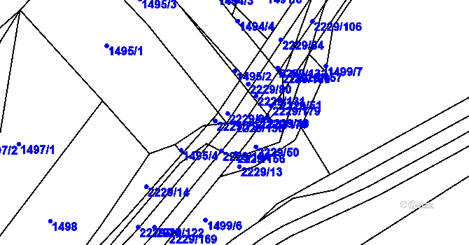 Parcela st. 2229/130 v KÚ Pozlovice, Katastrální mapa