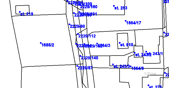 Parcela st. 2229/162 v KÚ Pozlovice, Katastrální mapa