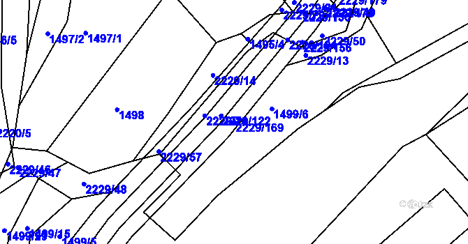 Parcela st. 2229/169 v KÚ Pozlovice, Katastrální mapa