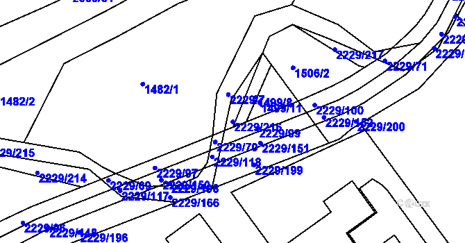 Parcela st. 2229/216 v KÚ Pozlovice, Katastrální mapa