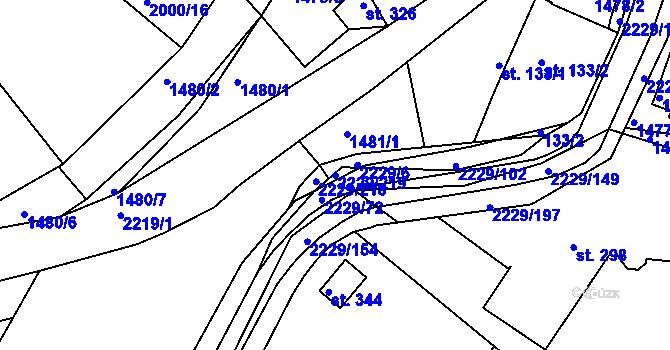 Parcela st. 2229/219 v KÚ Pozlovice, Katastrální mapa