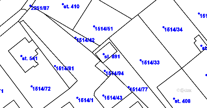 Parcela st. 891 v KÚ Pozlovice, Katastrální mapa