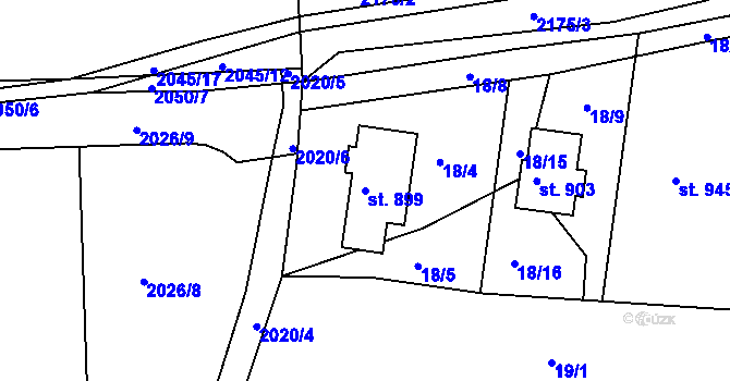 Parcela st. 899 v KÚ Pozlovice, Katastrální mapa