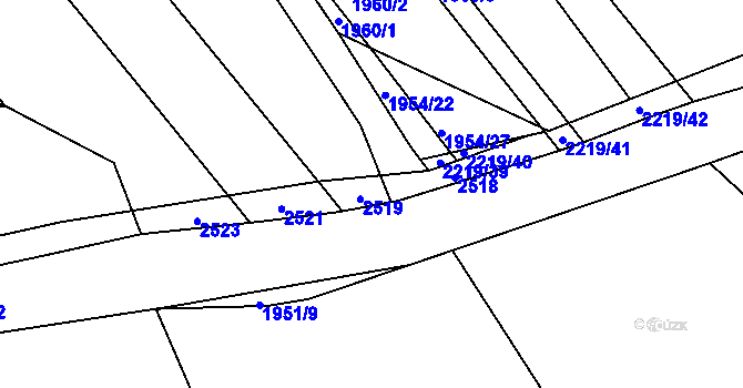 Parcela st. 2219/50 v KÚ Pozlovice, Katastrální mapa