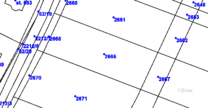 Parcela st. 2666 v KÚ Pozlovice, Katastrální mapa