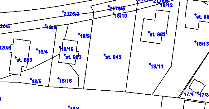 Parcela st. 945 v KÚ Pozlovice, Katastrální mapa