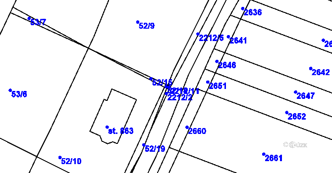 Parcela st. 52/18 v KÚ Pozlovice, Katastrální mapa