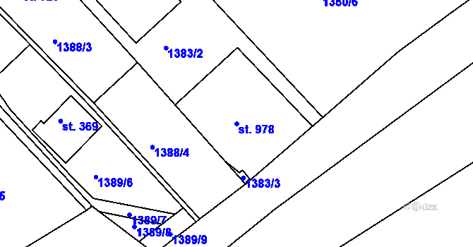 Parcela st. 978 v KÚ Pozlovice, Katastrální mapa