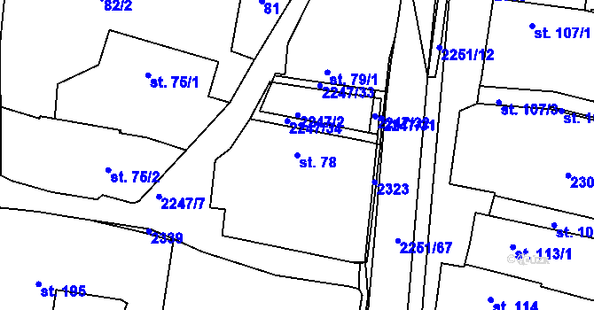 Parcela st. 78 v KÚ Pozlovice, Katastrální mapa