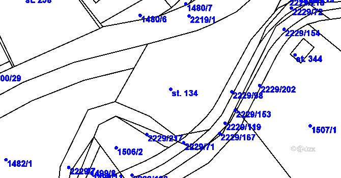 Parcela st. 134 v KÚ Pozlovice, Katastrální mapa