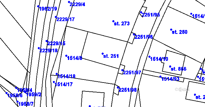 Parcela st. 251 v KÚ Pozlovice, Katastrální mapa