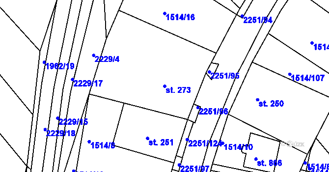 Parcela st. 273 v KÚ Pozlovice, Katastrální mapa