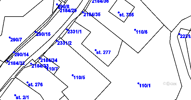 Parcela st. 277 v KÚ Pozlovice, Katastrální mapa