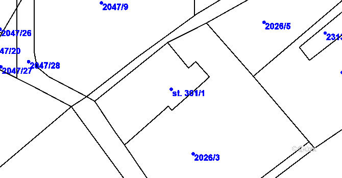 Parcela st. 301/1 v KÚ Pozlovice, Katastrální mapa