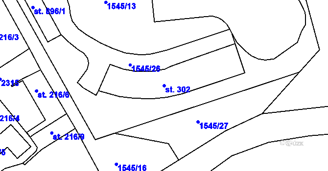 Parcela st. 302 v KÚ Pozlovice, Katastrální mapa