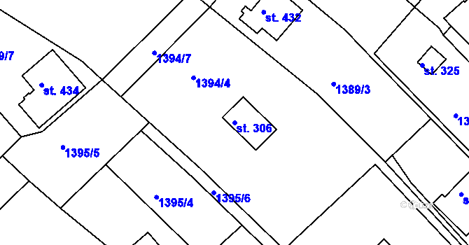 Parcela st. 306 v KÚ Pozlovice, Katastrální mapa