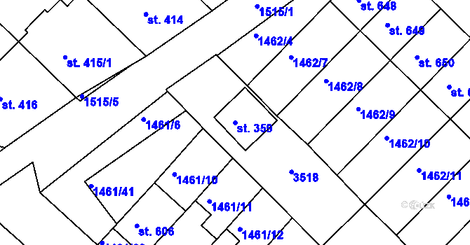 Parcela st. 359 v KÚ Pozlovice, Katastrální mapa