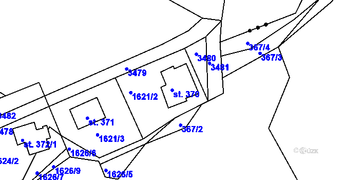 Parcela st. 370 v KÚ Pozlovice, Katastrální mapa