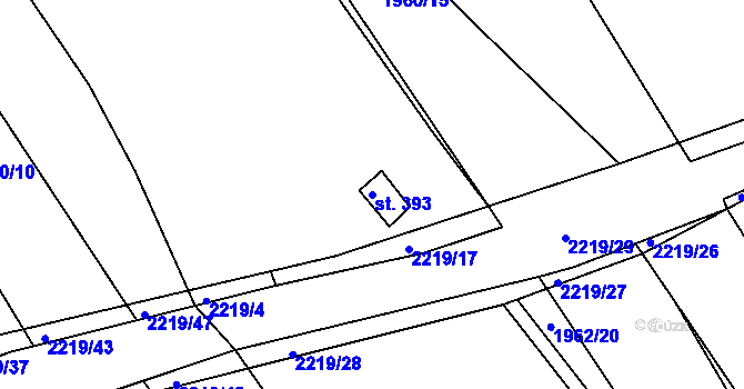 Parcela st. 393 v KÚ Pozlovice, Katastrální mapa