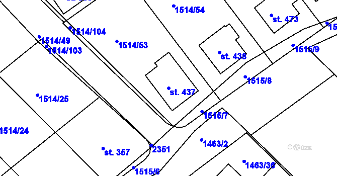 Parcela st. 437 v KÚ Pozlovice, Katastrální mapa