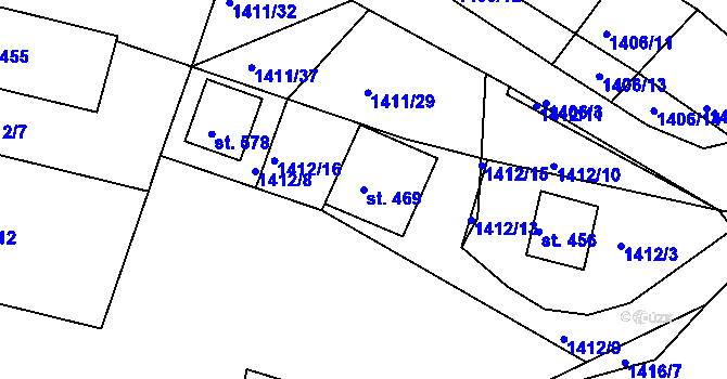 Parcela st. 469 v KÚ Pozlovice, Katastrální mapa