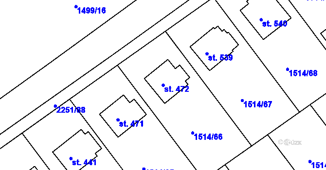 Parcela st. 472 v KÚ Pozlovice, Katastrální mapa