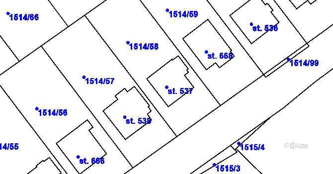 Parcela st. 537 v KÚ Pozlovice, Katastrální mapa