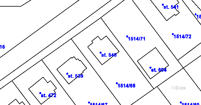Parcela st. 540 v KÚ Pozlovice, Katastrální mapa