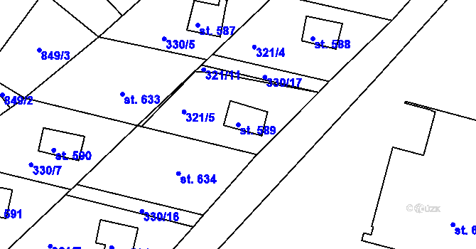 Parcela st. 589 v KÚ Pozlovice, Katastrální mapa