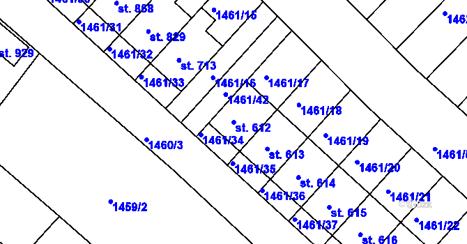 Parcela st. 612 v KÚ Pozlovice, Katastrální mapa
