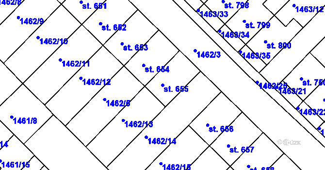 Parcela st. 655 v KÚ Pozlovice, Katastrální mapa