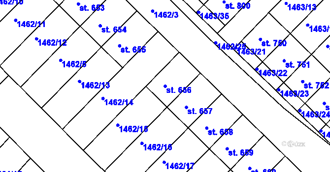 Parcela st. 656 v KÚ Pozlovice, Katastrální mapa